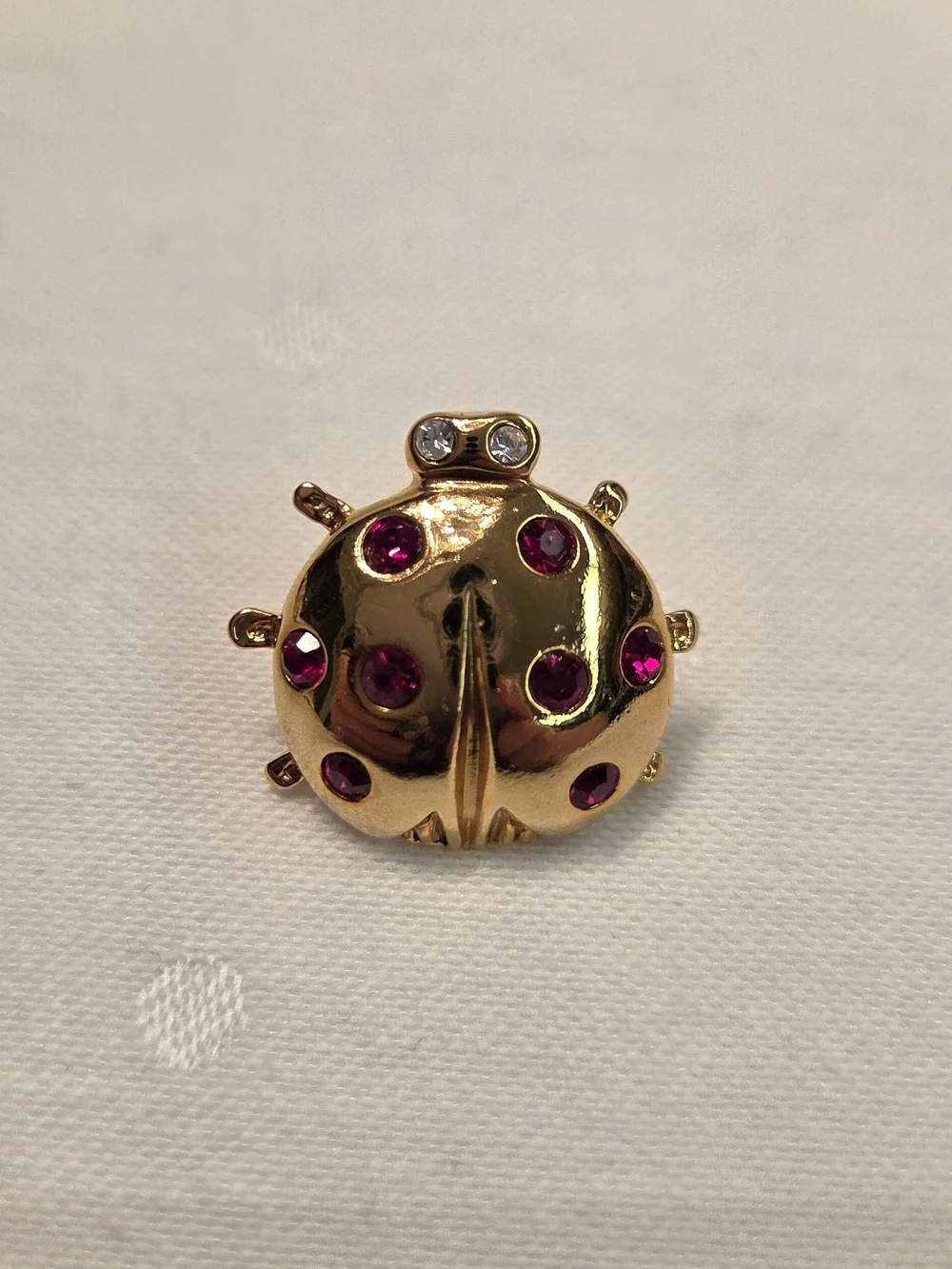 AVON Gold-Tone Ladybug Brooch with Red Crystal Spots - Picture 1 of 5